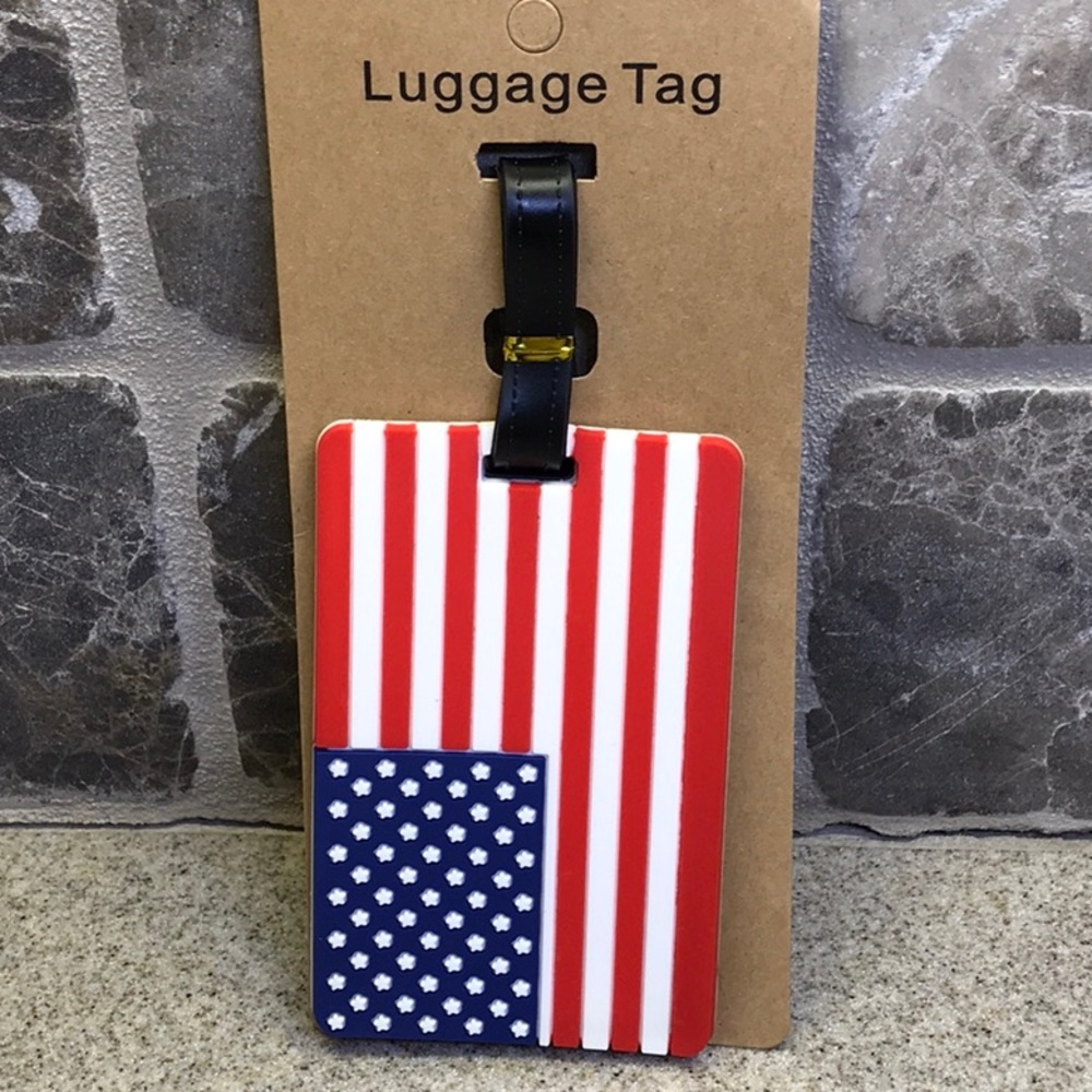 American Flag Luggage Tag Red/White and Blue